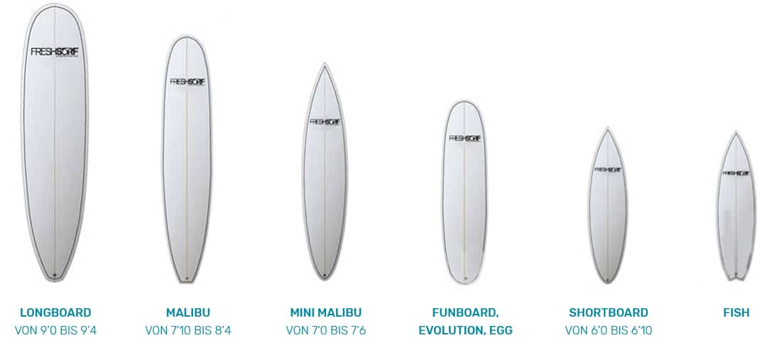 eigenes surfbrett - verschiedene surfbrett shapes